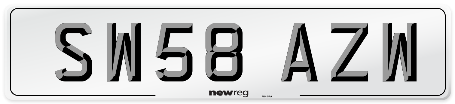 SW58 AZW Number Plate from New Reg